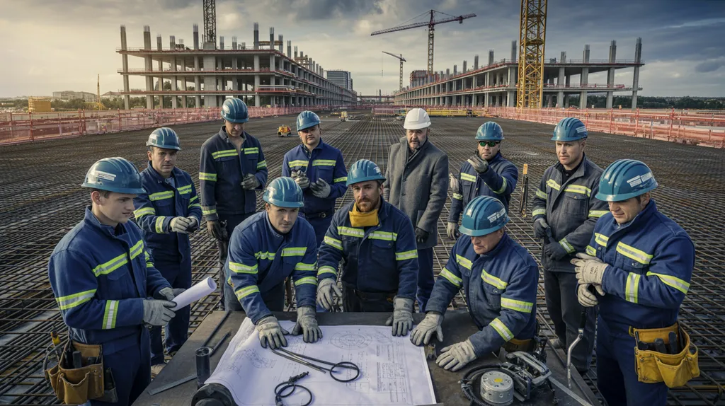 Construction professionals working on an active project site
